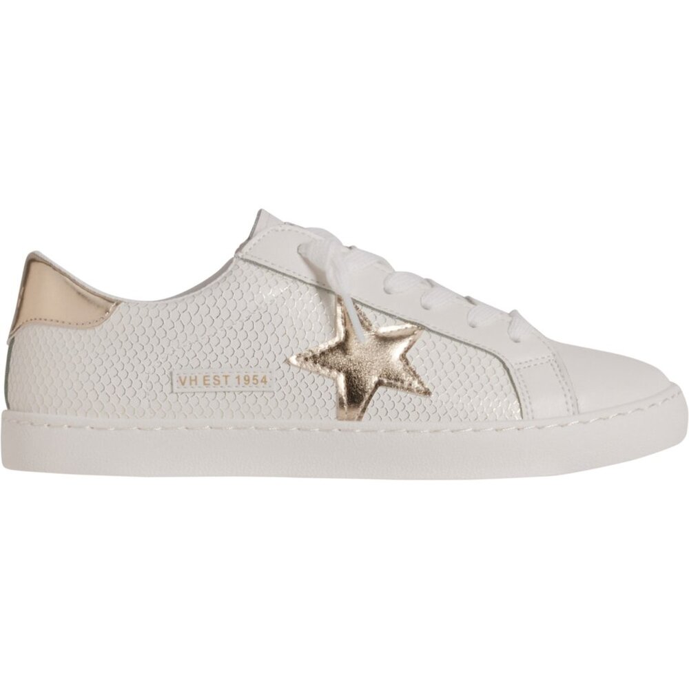 NEW VINTAGE HAVANA Carla Gold Star Sneakers For Women in  Wht Snake 0126 2s6